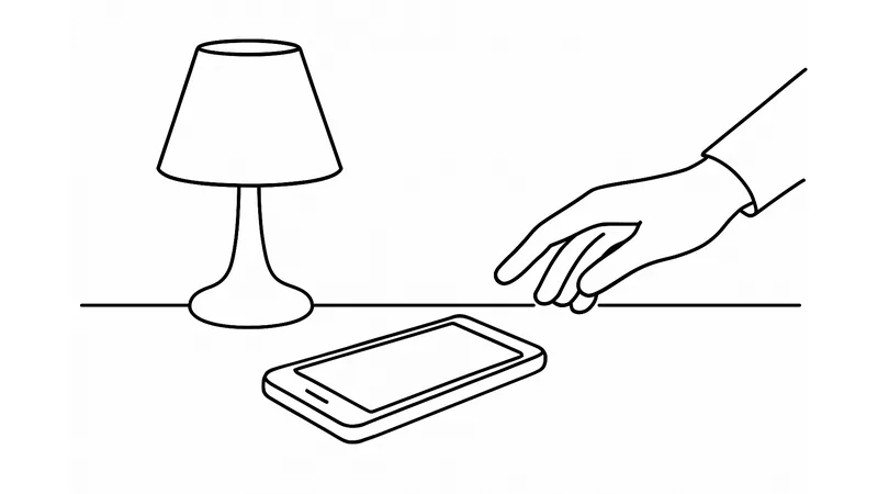 Strichzeichnung: Eine Nachricht auf dem Telefon auf dem Tisch