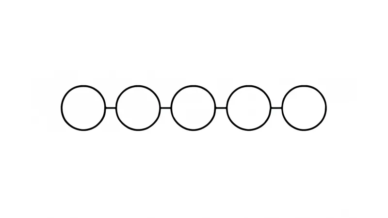 Strichzeichnung: Fünf verbundene Kreise in einer Kette wie ein Ablaufdiagramm